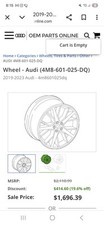 GENUINE AUDI  22" INCH Y SPOKE DIAMOND CUT ALLOY WHEELS RIM 4M8601025DQ