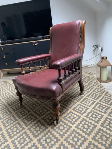 Antique leather armchair - antique,