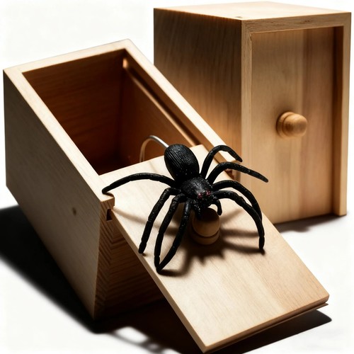Wooden spider prank box - spider, funny