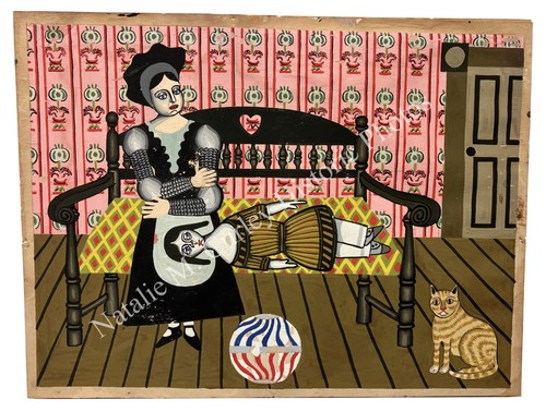 1930s mother child cat - &,