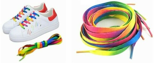 Rainbow shoe laces flat boot - laces,