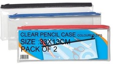 2x Clear Exam Pencil Case