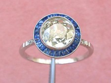 Antique Style 2.0Ct Round Lab Created Diamond Sapphire Halo Gift Ring 925 Silver