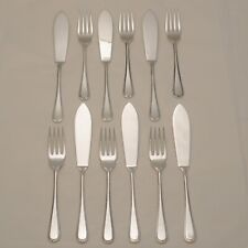 FEATHER EDGE Design Sheffield Silver Service Cutlery Six Pairs of Fish Eaters