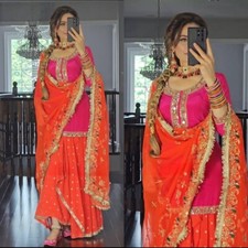 ORANGE DHOTI SKIRT LONG CHOLI