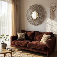 85cm Wall Mirror Industrial Modern Style Round Metal Frame Vanity Mirror