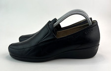 Ecco Abelone Womens Slip On Loafers Black Leather Shoes UK 6