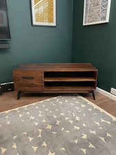 MADE.COM Lucien Dark Mango Wood TV Cabinet / Home Ents Unit with Storage Shelves