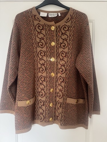 Retro pattern knit cardigan - retro,