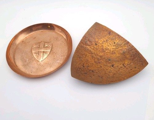 Arts crafts copper pin dish - &,