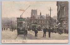 Bradford Forster Square Tram & Town Hall Postcard 1908 Raphael Tuck (Yorks)