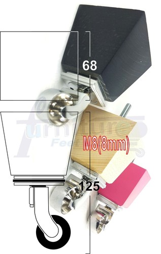 Solid wood chrome castor - solid,