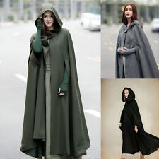 Ladies Loose Medieval Robe Costume Cloak Hooded Coat Long Cape Winter Outwear