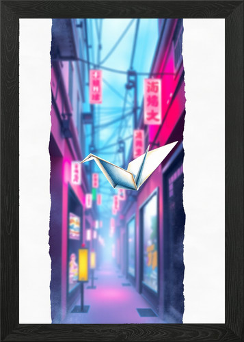 Origami crane flying - crane, through