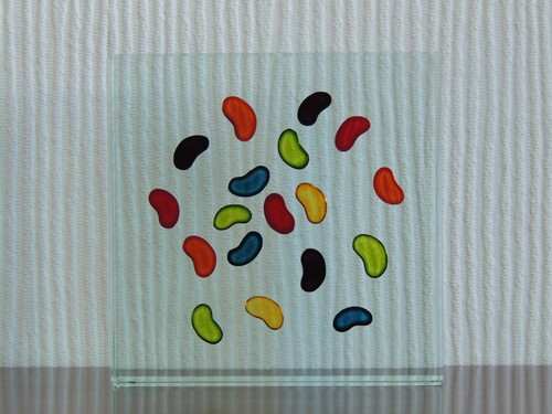 Glass paperweight jelly - glass, beans