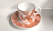 6x Royal Crown Derby  Coffee Espresso Cup and Saucer Set Terracotta Orange White