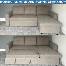 Grey Corner Sofa Bed 3 Seater L Shaped Settee for Living Room Convertible Sofas