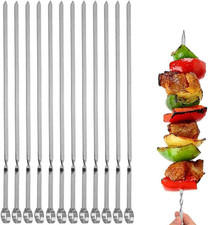 12PCS Flat Metal BBQ Skewers