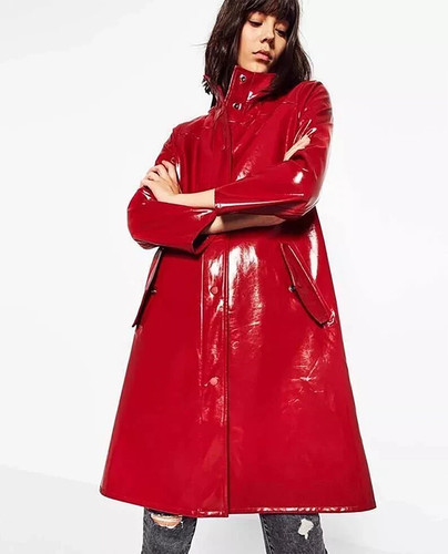 Women shinny vinyl coat patent - women,