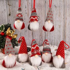8pcs Xmas Gnome Plush Gonk Santa Doll Pendants Christmas Tree Hanging Decor UK