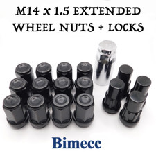 M14x1.5 Closed Wheel Nuts 41mm Black x 12 + Locks For Transit Custom Sport 13-22