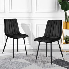 2x Velvet Dining Chairs Stripe