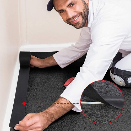 Black floor cord cover - floor,