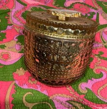 GOLD GLASS JAR WITH CRYSTAL