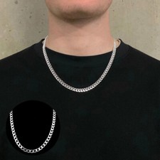 Men’s 20” inch Cuban Curb Link Chain Stainless Steel 6MM Silver Necklace Gift UK