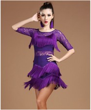 Salsa Tango Ballroom Sequin Tassel Rumba Diamond Classic Women Latin Dance Dress