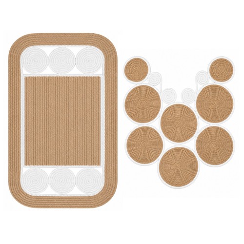 2pcs beige boho bathroom - bathroom, rug