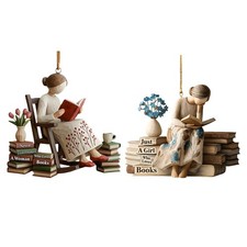 Book Lovers Decor 2D Acrylic Pendant Farmhouse Reader Christmas Decoration