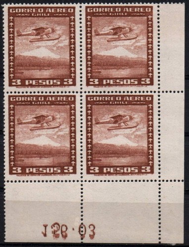 Chile airmail block of4 - block, corner
