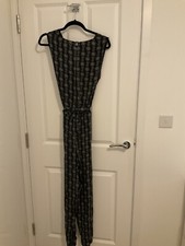 Ladies Vintage Laura Ashley Black Mix Sleeveless, Wide-legged Jump-suit UK16