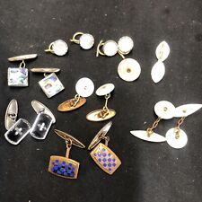 Antique  MOP cufflinks Mother of Pearl Chain Link Other Gilt &Silver  6set Other