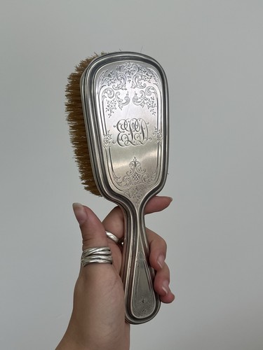 Antique silver hair brush - silver,