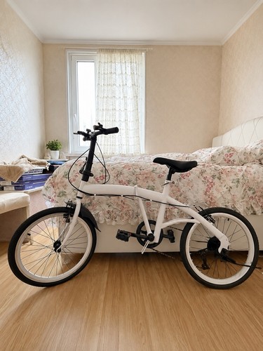 Folding bike 20in white black - bike,