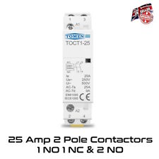 2 Pole 25 Amp Contactor Relay 1No 1NC & 2NO Din Rail Mounted Module UK Seller