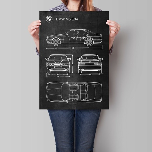 Bmw e34 car - m5, poster