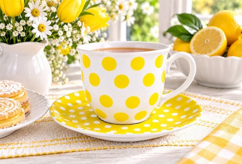 Yellow polka dots - polka, spots