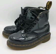 Dr Martens Boots Kids UK 12 Airwair 13916 Black Patent Leather Boots Shiny