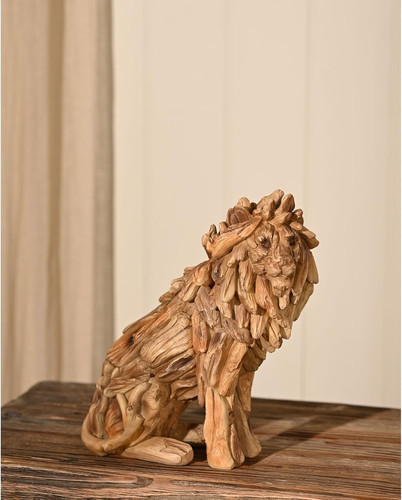 Sitting lion figurine resin - sitting,