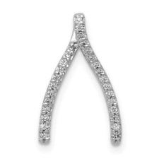 14k White Gold Diamond Wishbone Chain Slide Pendant for Women