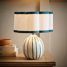Teal Stripe Ceramic Table Lamp