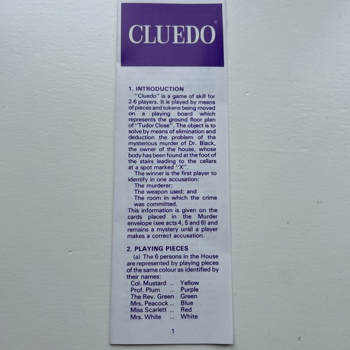 Cluedo 1995 spare replacement - cluedo,
