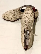 Flats Lace up Brogue Shoes Cream colour, real snakeskin Italy "ZAPA", U.K. 5,5