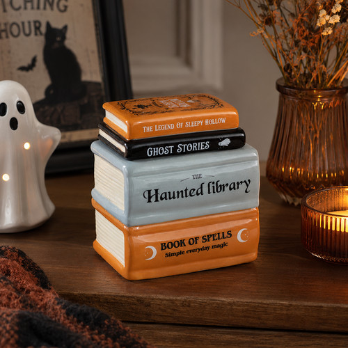 Haunted library book stack - haunted,