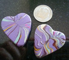 2 Fimo purple heart swirl