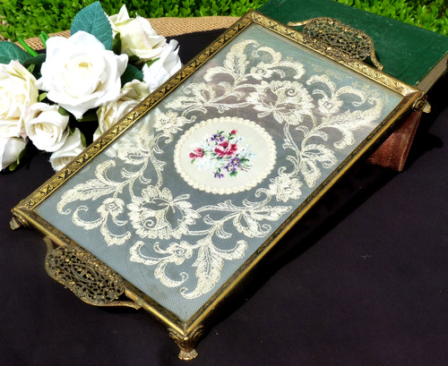 Vintage petit point tray - petit,