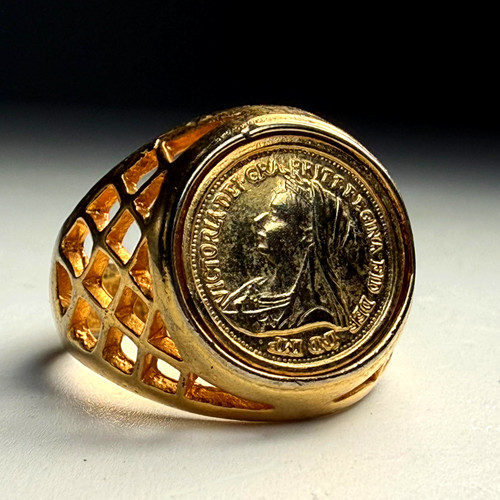 Ring signet rolled - gold, queen